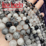 Rutilated Quartz Beads Round Stone Beads for DIY Jewelry Making