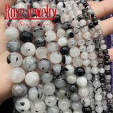 Rutilated Quartz Beads Round Stone Beads for DIY Jewelry Making