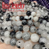 Rutilated Quartz Beads Round Stone Beads for DIY Jewelry Making