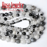 Rutilated Quartz Crystal Beads Round Stone Beads for Jewelry Making DIY