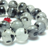 Rutilated Quartz Smooth Round Loose Beads Gemstone Bracelet Necklace