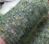 Natural Rutiled Prehnite Faceted Cube Beads for Jewelry Making