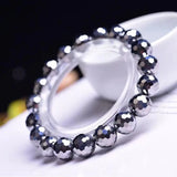 Natural Shine Terahertz 128faceted Round Beads Stone Bracelet