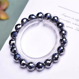 Natural Shine Terahertz 128faceted Round Beads Stone Bracelet