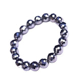 Natural Shine Terahertz 128faceted Round Beads Stone Bracelet