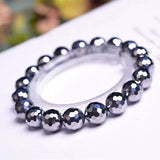 Natural Shine Terahertz 128faceted Round Beads Stone Bracelet
