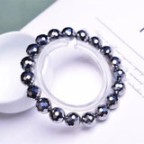 Natural Shine Terahertz 128faceted Round Beads Stone Bracelet