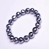 Natural Shine Terahertz 128faceted Round Beads Stone Bracelet
