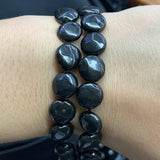 Natural Shungite Stone Beads 15'' Coin DIY Loose Healing Stone Beads