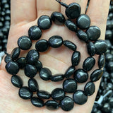 Natural Shungite Stone Beads 15'' Coin DIY Loose Healing Stone Beads
