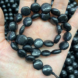 Natural Shungite Stone Beads 15'' Coin Spacer Loose Beads For Jewelry Making