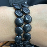 Natural Shungite Stone Beads 15'' Coin Spacer Loose Beads For Jewelry Making