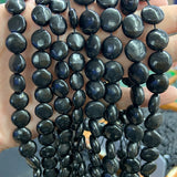 Natural Shungite Stone Beads 15'' Coin Spacer Loose Beads For Jewelry Making
