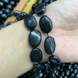 Shungite Stone Beads 15'' Oval DIY Loose Healing Beads For Jewelry Making