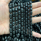 Natural Shungite Stone Beads 15'' Oval DIY Loose Healing Stone Beads