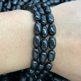 Natural Shungite Stone Beads 15'' Oval DIY Loose Healing Stone Beads