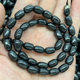 Natural Shungite Stone Beads 15'' Oval DIY Loose Healing Stone Beads