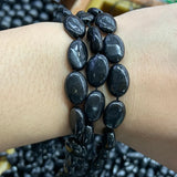 Natural Shungite Stone Beads 15'' Oval Spacer DIY Loose Beads