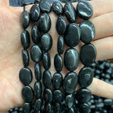 Natural Shungite Stone Beads 15'' Oval Spacer DIY Loose Beads