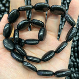 Natural Shungite Stone Beads 15'' Oval Spacer DIY Loose Beads