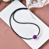 Spinel Amethyst Beads Necklace 18inch Healing Emotional Thanksgiving Wristband