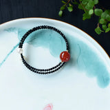 Spinel Agate Pearl Beads Bracelet Double Circle Bangle Gem Jewelry