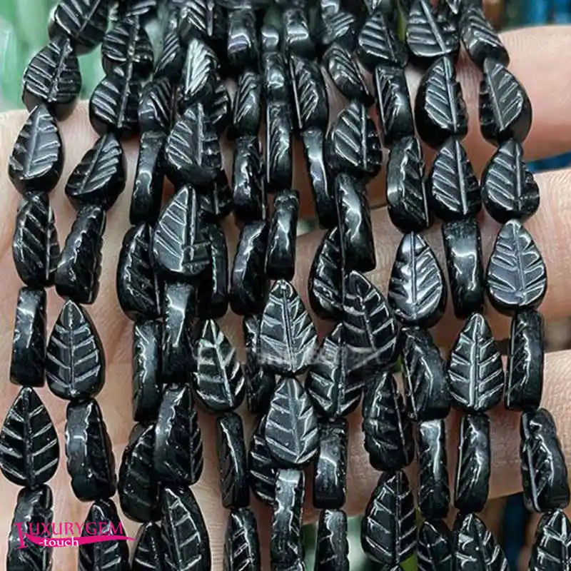 Natural Stone Spacer Beads 8x11mm Carve Leaves Shape DIY Jewelry 32Pcs
