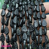 Natural Stone Spacer Beads 8x11mm Carve Leaves Shape DIY Jewelry 32Pcs
