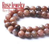 Natural Sunstone Beads Round Spacer Stone Beads DIY 15''