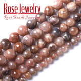 Natural Sunstone Beads Round Spacer Stone Beads DIY 15''
