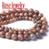 Natural Sunstone Beads Round Spacer Stone Beads DIY 15''