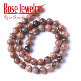 Natural Sunstone Beads Round Spacer Stone Beads DIY 15''