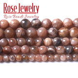 Natural Sunstone Beads Round Spacer Stone Beads DIY 15''