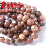 Natural Sunstone Beads Round Spacer Stone Beads DIY 15''