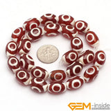 Tibetan Dzi Eyes Agates Olivary Rice Beads 15" Strand