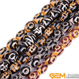 Tibetan Dzi Eyes Agates Olivary Rice Beads 15" Strand