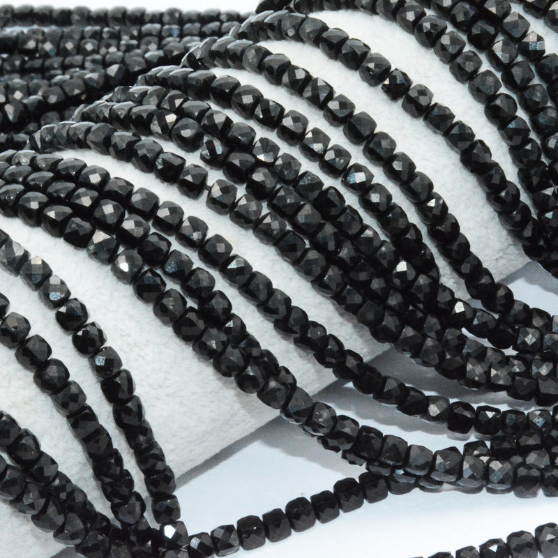 Natural Tourmaline Irregular Faceted Cube Beads 3.9mm-4mm