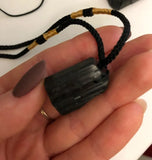 Natural Tourmaline Reiki Bead Pendant Raw Chakra Healing Stone Jewelry