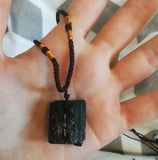 Natural Tourmaline Reiki Bead Pendant Raw Chakra Healing Stone Jewelry