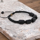Tourmaline Nugget Beads Woven Bracelet Stone Braid Adjustable N0456AMI