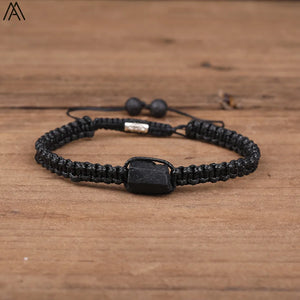 Tourmaline Nugget Beads Woven Bracelet Stone Braid Adjustable N0456AMI