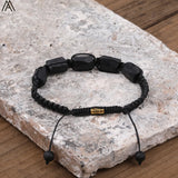 Tourmaline Nugget Beads Woven Bracelet Stone Braid Adjustable N0456AMI