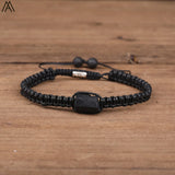 Tourmaline Nugget Beads Woven Bracelet Stone Braid Adjustable N0456AMI