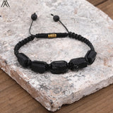 Tourmaline Nugget Beads Woven Bracelet Stone Braid Adjustable N0456AMI
