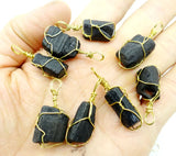 Tourmaline Wire Wrapped Irregular Shaped Pendants Chakra Healing Point