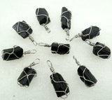 Tourmaline Wire Wrapped Irregular Shaped Pendants Chakra Healing Point