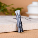 Natural Jade Bamboo Pendant Necklace Carved Charm Jewelry Gift