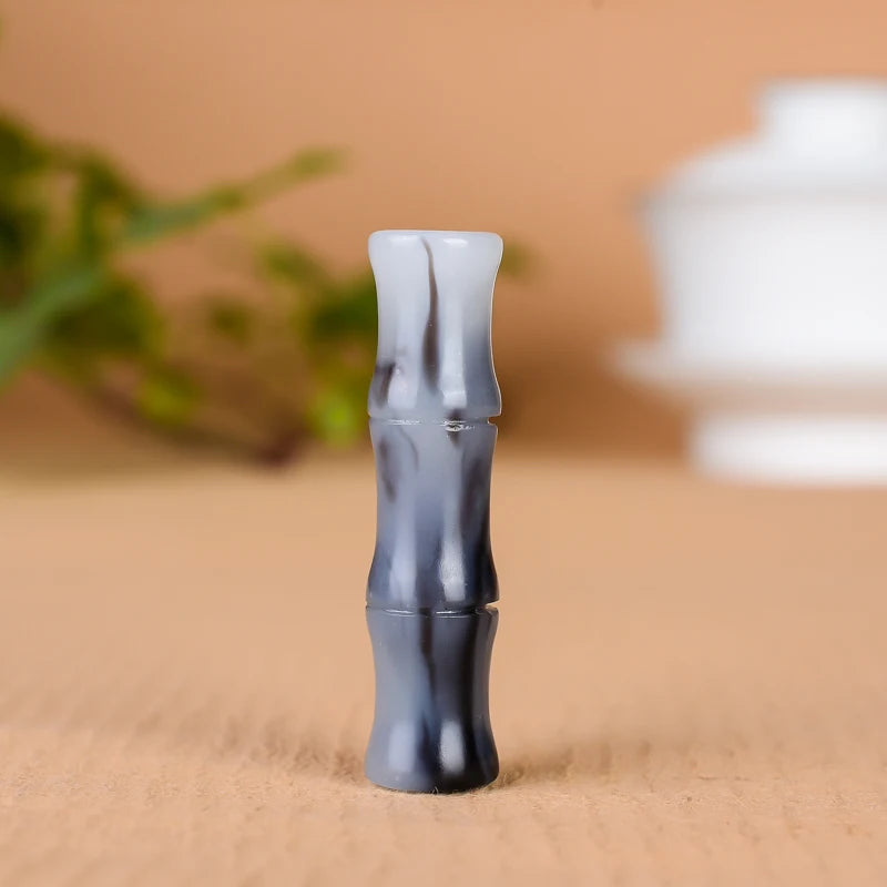 Natural Jade Bamboo Pendant Necklace Carved Charm Jewelry Gift
