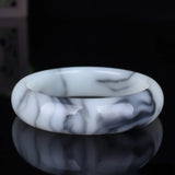 Natural Jade Bangle Bracelet Hand-Carved Charm Amulet Men Women