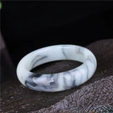 Natural Jade Bangle Bracelet Hand-Carved Charm Amulet Men Women